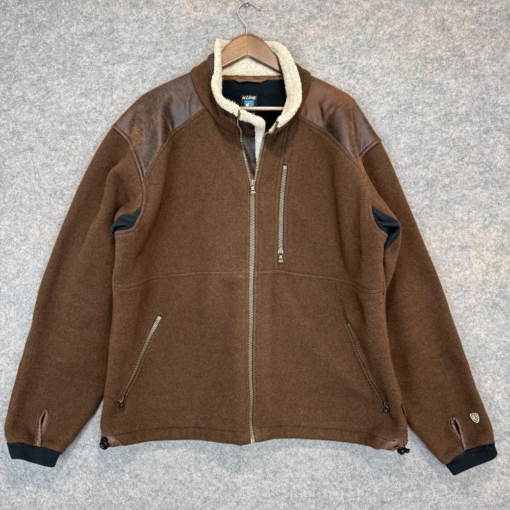 Kuhl Alpenwurx Fleece Jacket Mens XL Sherpa Faux Suede Full Zip Outdoor Warm